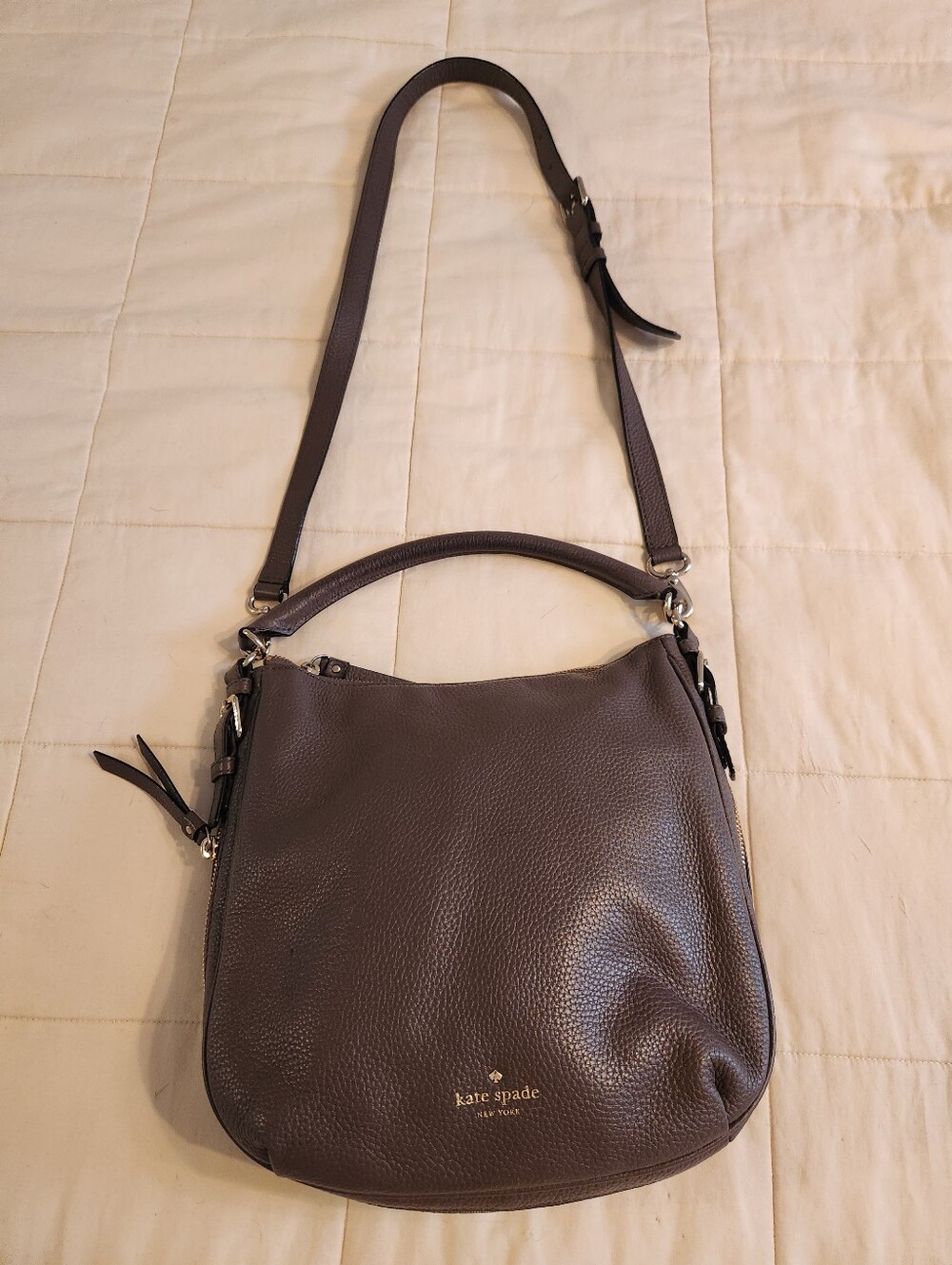 Kate Spade Cobble Hill Ella Hobo Satchel Shoulder Crossbody Handbag Purse Brown